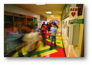 An AED in a school setting
