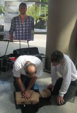 Pitt alumni practices chest compressions