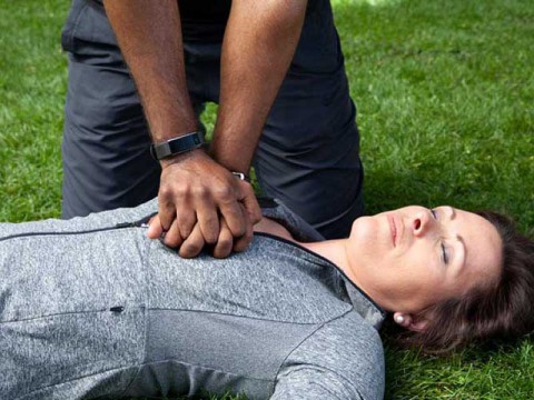 Woman receiving CPR
