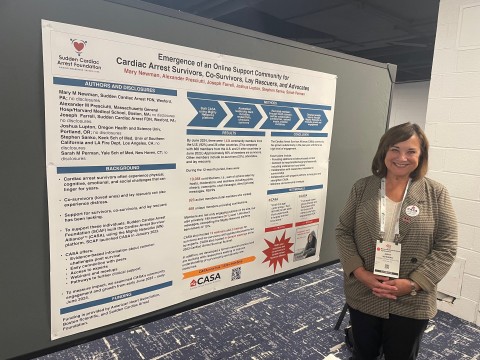 Mary M. Newman, MS,  presents Cardiac Arrest Survivor Alliance poster