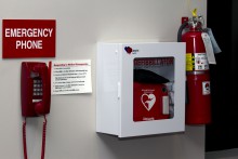 AED mounted on wall