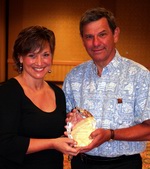 Mary Newman, Foundation President, presenting award to David Belkin